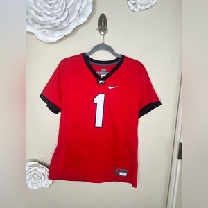 Nike Georgia Bulldogs #1 Dri-Fit Red & White Football Jersey Women’s Large